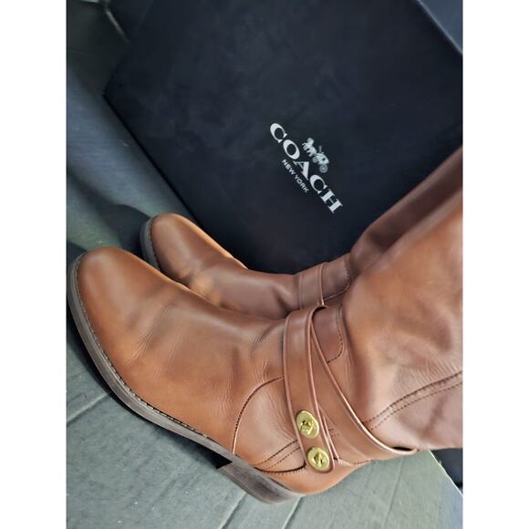 Coach Essex Riding Semi Matte Calf Boot Womens Size 8.5M Leather Knee High Zip / - Picture 4 of 11